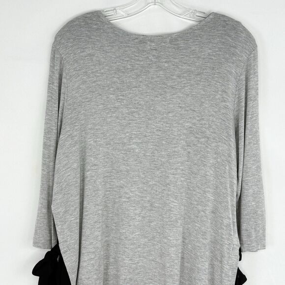 Pebble and Stone Gray Black Layered Tunic Top L Bow Tie Sides Asymmetrical Hem - Picture 15 of 16